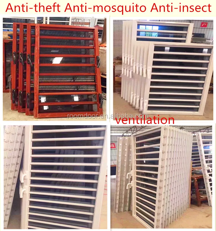 Aluminum wood jalousie windows with an-ti mosquito net/insect