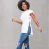 cheap sale blank ruffle sleeve white fashion women casual t shirt top