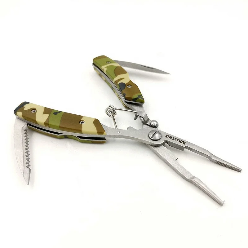 

Mustad Fishing Pliers Stainless Steel Fishing Scissors PE Cutter Ultra Lure Pliers Fishing Gripper Holder Tackles Pesca, As pictures