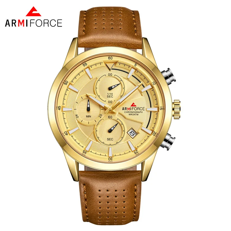 

AF8008 Latest Quartz Movement Genuine Leather New Arrival Factory Direct Luminous Waterproof Men High Quality Watch, Multicolor