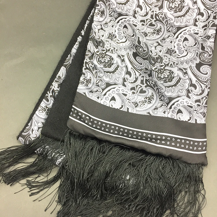 Custom Print Scarves With Merino Wool Backside Silk Scarf Wholesale