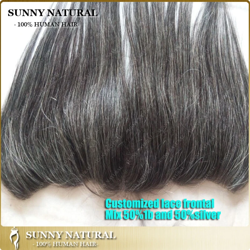 

mix black and grey hair lace frontal human hair full lace frontal closures 13x4 straight, N/a