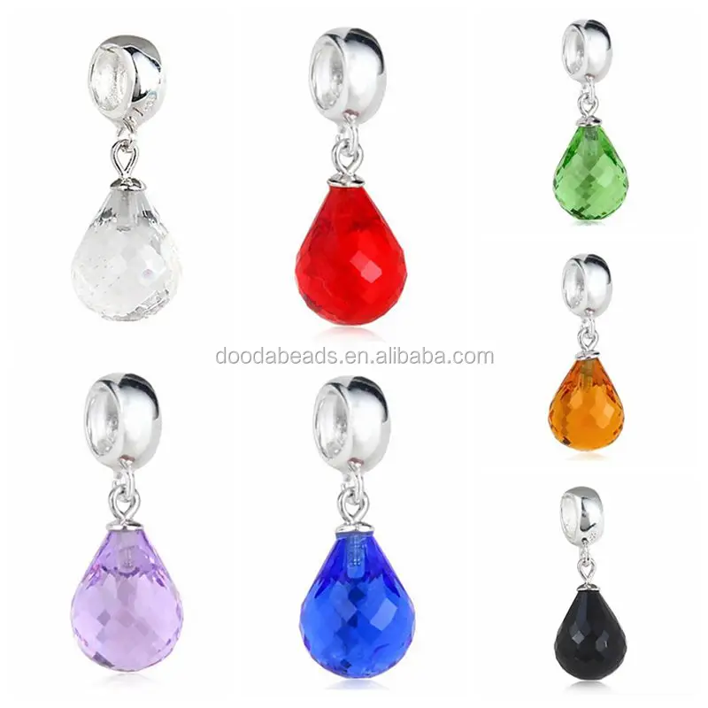 

925 Sterling Silver Dangle Faceted Beauty Charm Murano Birthstone Beads for Necklace Bracelet