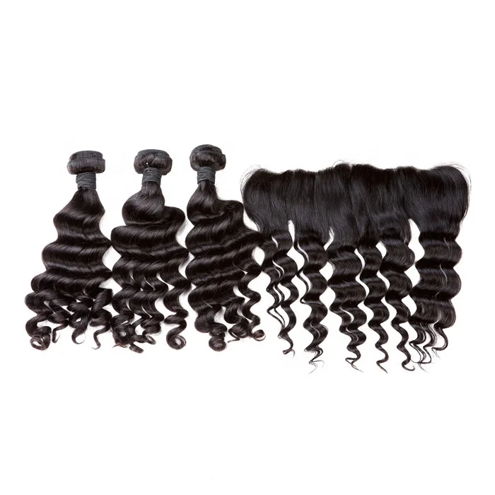 

Cheap 10a grade silk base loose deep Indian human hair bundle with lace closure