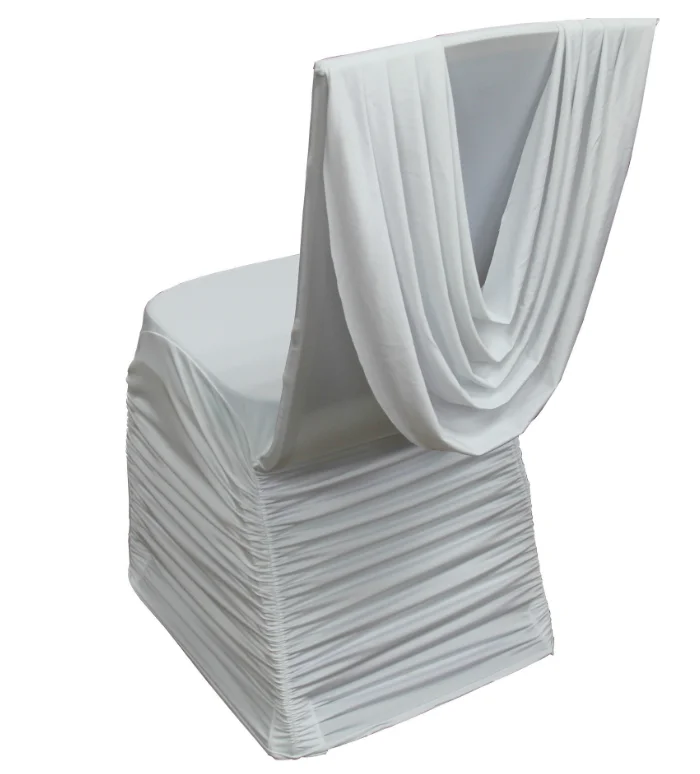 Fitted Size Swag Back Ruffled Lycra Stretch Chair Covers With Draped