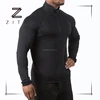 OEM Custom Mens Polyester Athletic Running Gym Clothing Long Sleeve Plain Black Fitness Sports Shirts