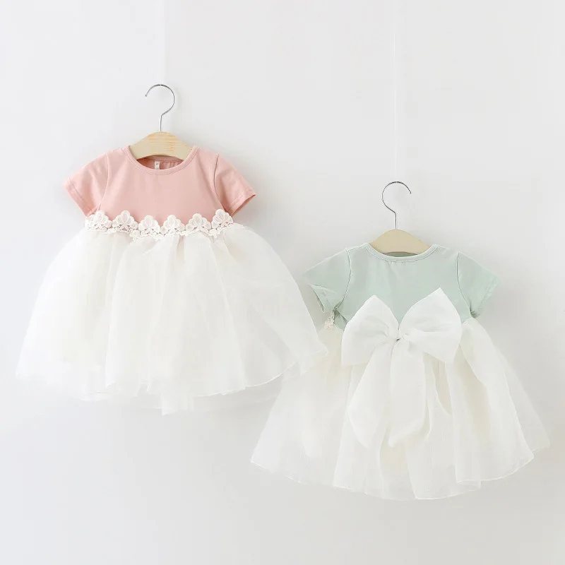 

Baby girl dress 1 year birthday dress lace infant baptism vestido infantil bowknot princess wedding dress, Pink;green