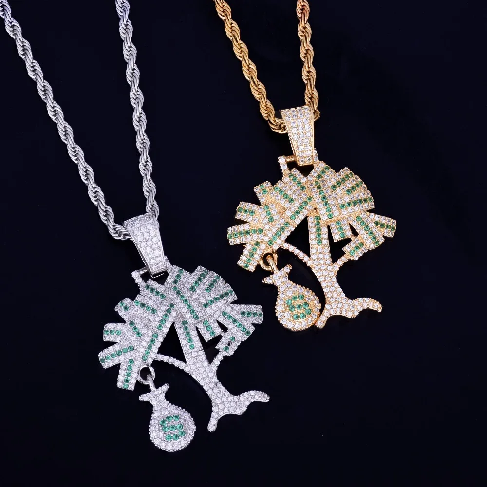 Personalize Silver Gold Chain Necklace Life Of Tree Rhinestone Pendant Necklace Men Jewelry Wholesale