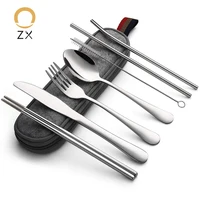 

Stainless Steel Travel Camping Cutlery Knife Fork Spoon Chopsticks Set With Case,Lunch Box Utensils, Portable Silverware Set