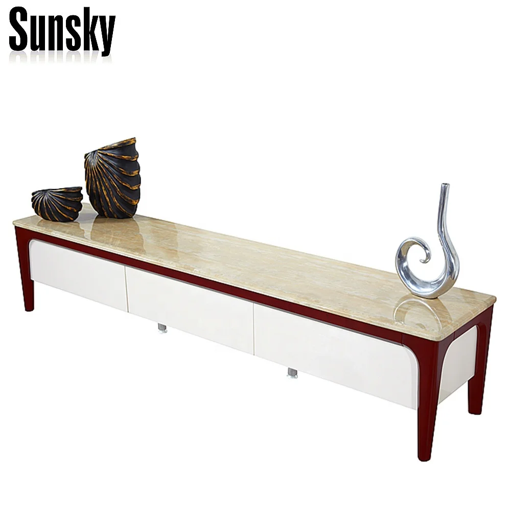 SK1635F New Design Modern TV Stand Marble And Wooden TV Cabinet