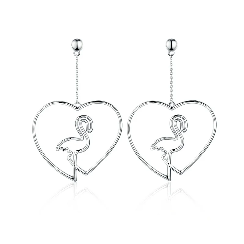 

925 Sterling Silver Heart Bird Unique Earrings for Women Jewelry