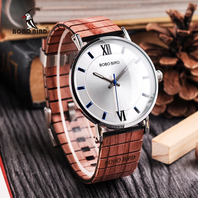 

BOBO BIRD dropshipping trendy portable handcrafted wooden wristwatch with custom logo, Picture