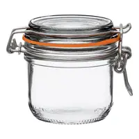 

New Stainless Steel Wire Wide Mouth French Glass Preserving Jars with Straight Bodies, Glass Lids and Natural Rubber Seals