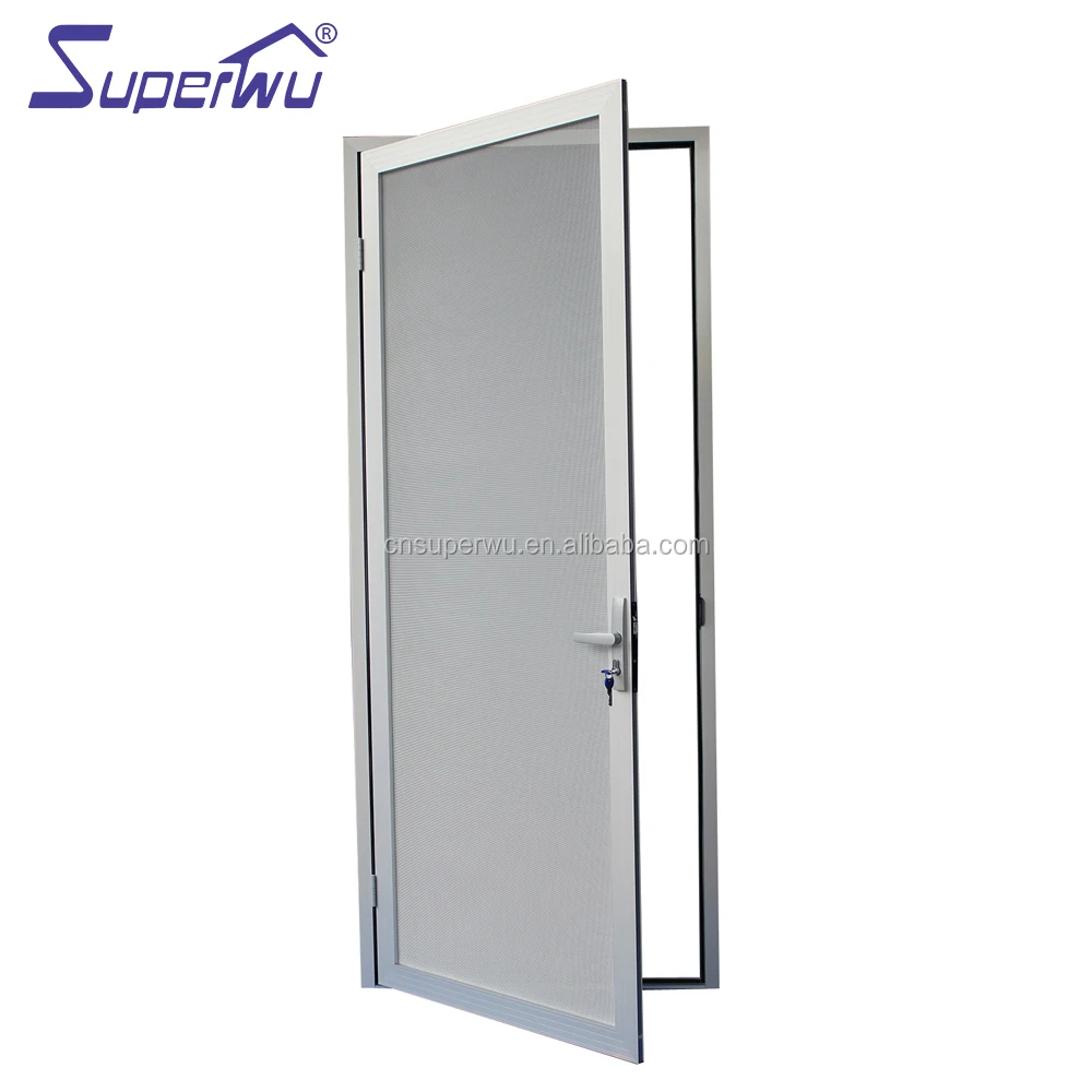 Silvery aluminum stainless steel mesh hinged door as security door