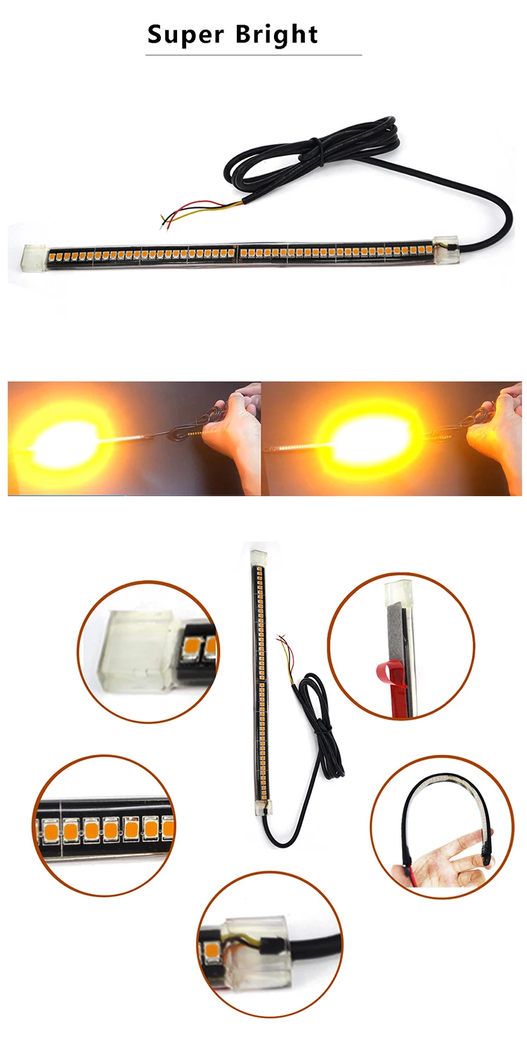 Factory Wholesale Cheap 54pcs LEDS Motorcycle Tail Brake Stop Turn Signal LED Strip Lights