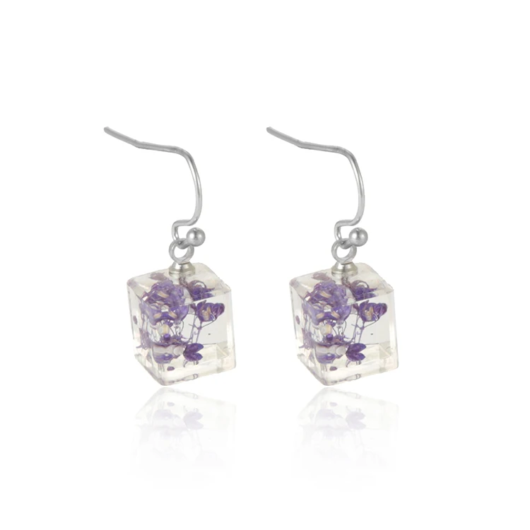 

New arrival fashionable bright color cubic catkin inside resin pendant earrings