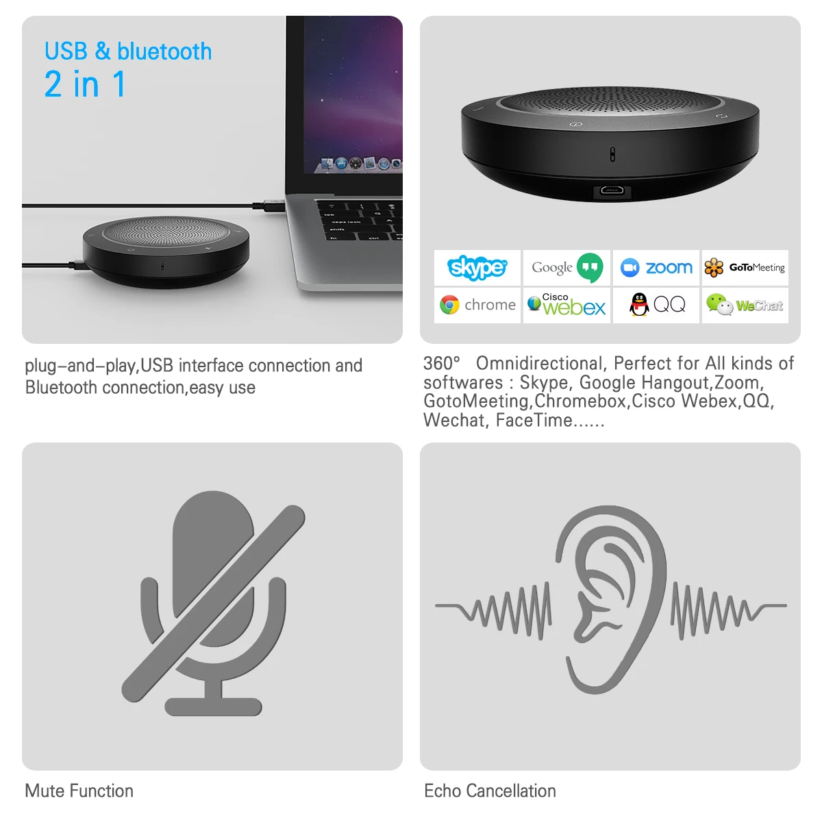 kaysuda sp200 bluetooth Portable Personal Speakerphone with 360 Audio - ANKUX.COM
