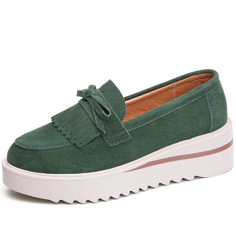 

High quality ladies zapatos mocasines slip on womens suede leather cheap platform loafer shoes