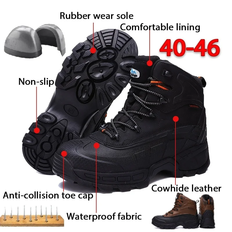 

Hot New Plus Size Outdoor Steel Toe Work boots Safety Shoes for men At Good Price