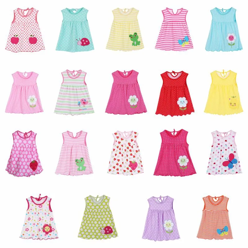 19 Style Summer Baby leeveless Printed A-Line Dress One Piece Mini Dress Cute Infant Baby Girls Dress 1-2Y