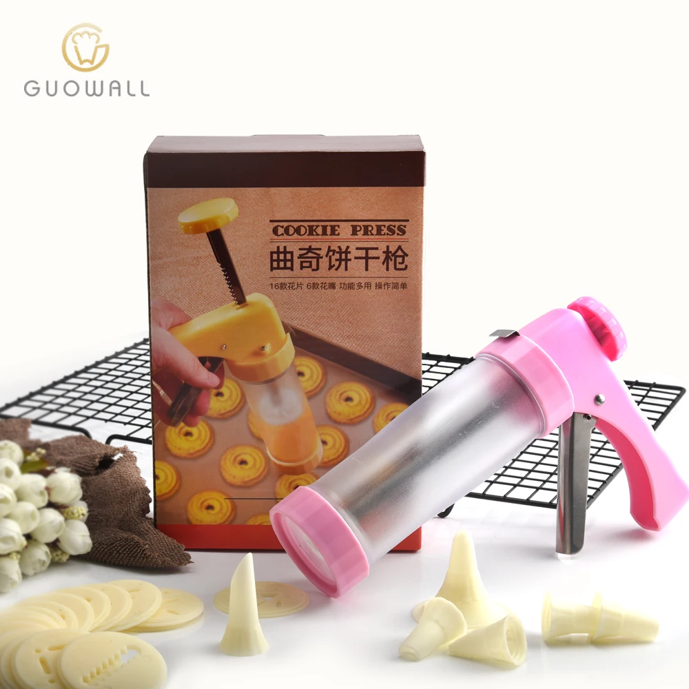 

23pcs DIY Plastic Cookie Press With Different Shapes Icing Sets, Pink