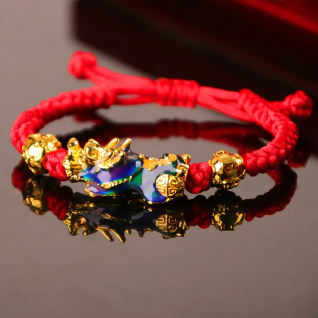 Download Wholesale Lucky Changeable Color Pixiu Attract Money Birthday Gift Handmade Red Rope Bracelet ...