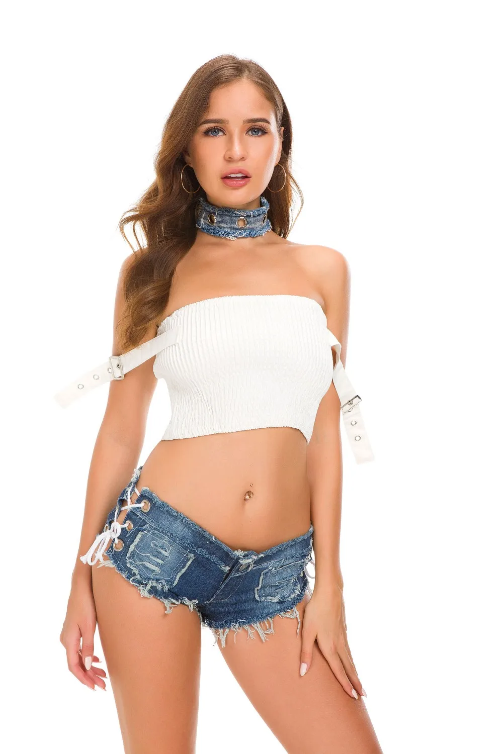 Sexy Summer Women Denim Shorts New Blue Low Waist Ripped Short Jeans