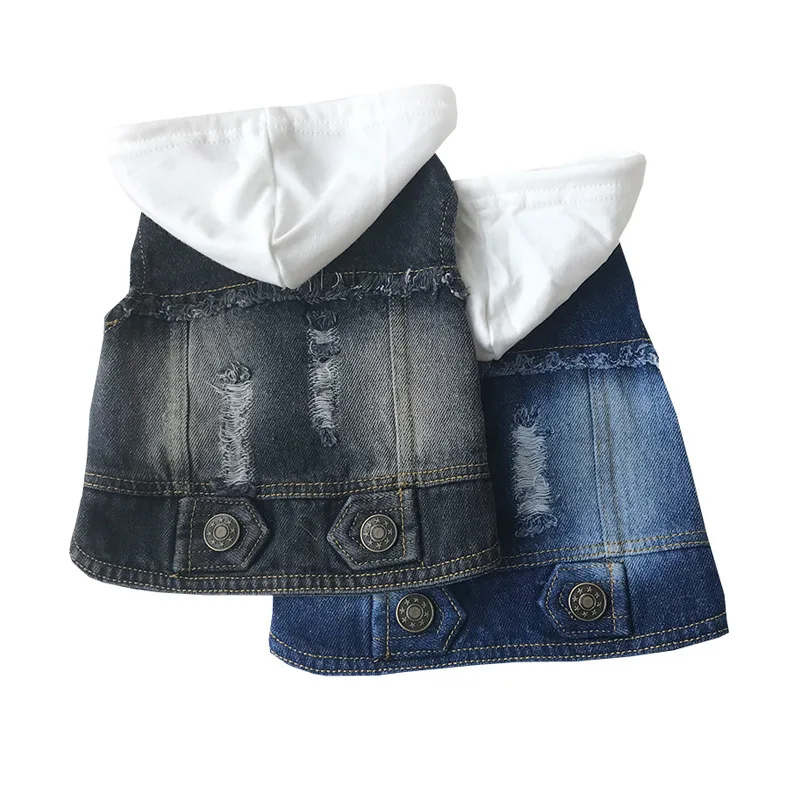

Yangyang Pet fashion dog clothes Dog denim vest jean coat with hood