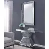 New arrival crushed diamonds rectangle wall mirror with 2 trapezoid H shape mirrored console table