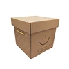 Custom Cartoon Cardboard Kraft rigid boxes paper Gift Lid and Bottom Box with handle square