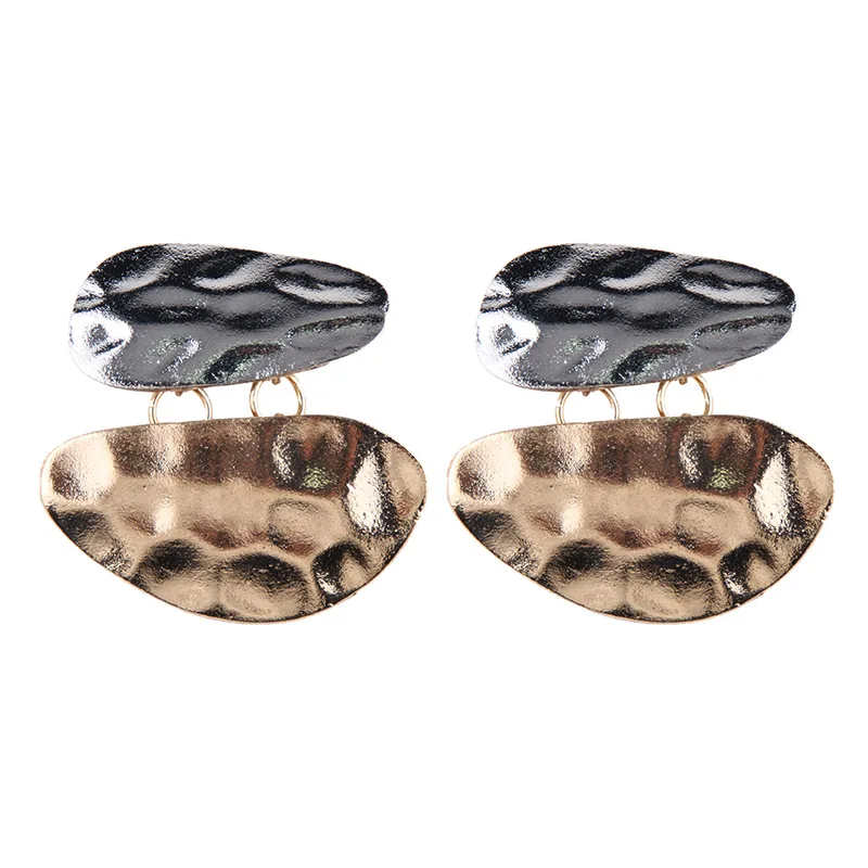 

Alloy double layer irregular metal earrings, N/a
