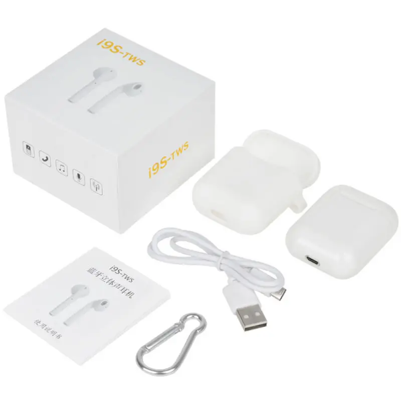 

New Product ideas 2018 BT Earphones i9s mini Stereo Sound Earbuds Free Sample, White