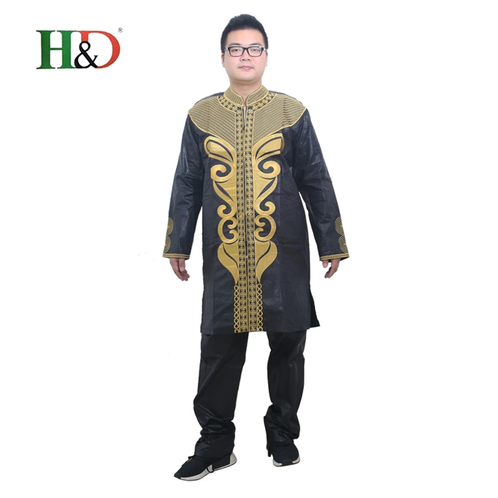 

(Free shipping)Africa's richest man costume Bazin embroidery design style cotton Dashiki