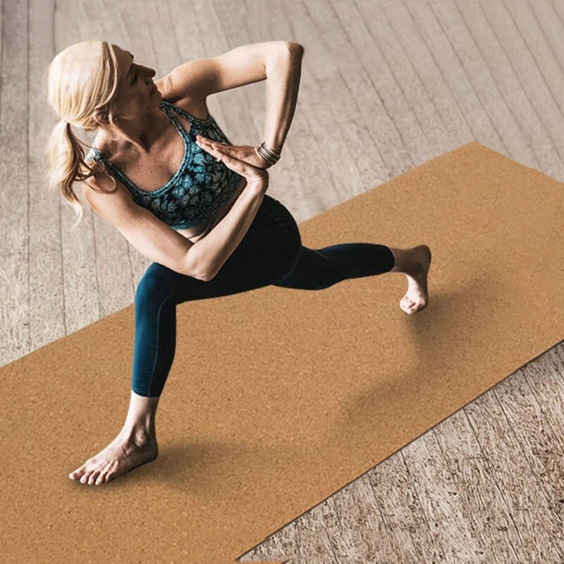 

High quality customized design manufacturer natural cork rubber yoga mat