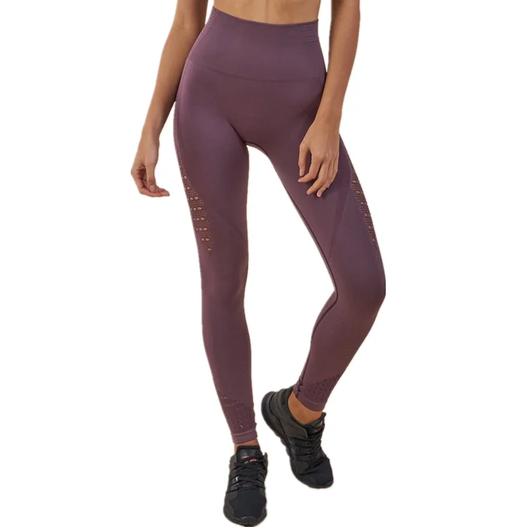 

Womens High Waist Stretch Holloow Soft Seamless Compression Sport Leggings, N/a