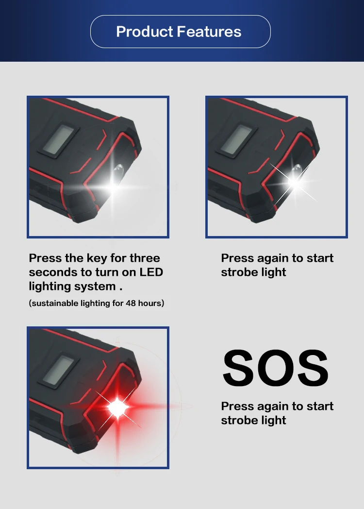 New auto emergency battery portable mini car jump starter 800a
