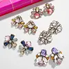 Kaimei 2019 new fashion jewelry luxury crystal womens vintage bridal earring colorful diamond gold stud earrings for women