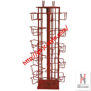 Red Color Countertop Revolving Greeting Card Display Rack Spinning