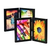 5x7 Inch Hinged Dual Picture Wood Photo Frames with Glass Front - Displays Collage Folding Picture Frame