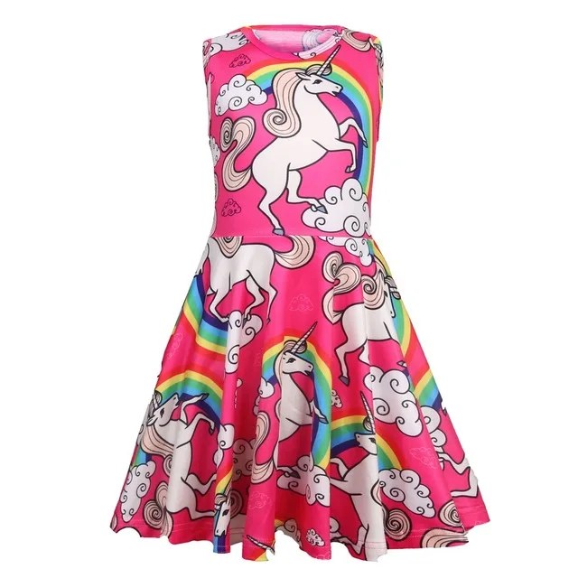 

Girls Unicorn Dress Baby Rainbow Sleeveless children Dresses For Girls' Pink Party Princess Dress, Red;green;blue;rose red;pink dress