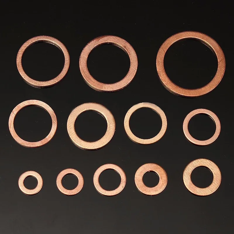 Assorted 280 Pcs Solid Copper Crush Washers Seal Flat Ring Oil Sealing Washers 