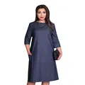 Dress O Neck three quarter sleeve pockets plus size women clothing Dress women 2016 loose dresses