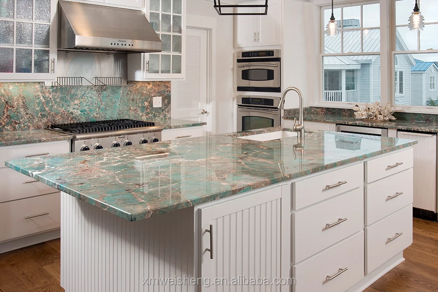 Green Amazonite Granite Quartzite Slabs Countertop Table Wall