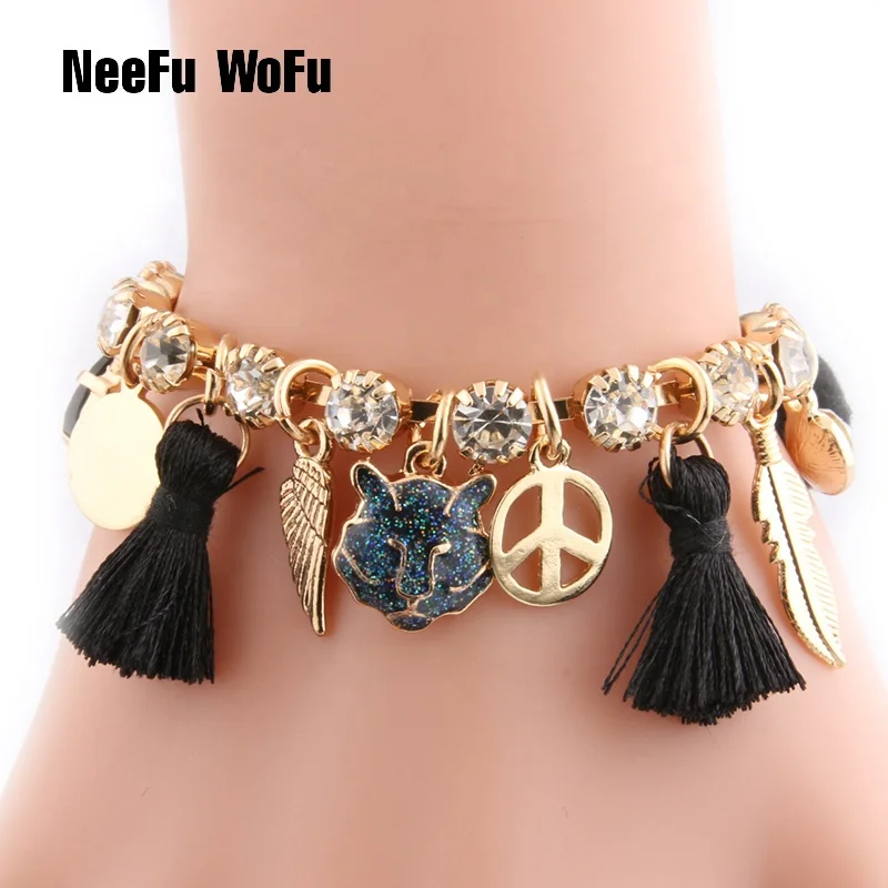 

NeeFu WoFuNew women's stainless steel two hand chain
