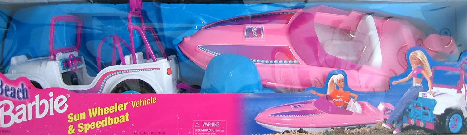 barbie car with boat