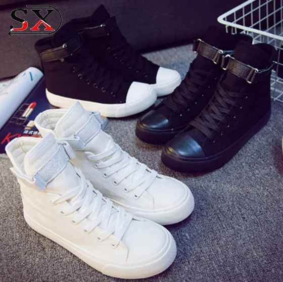 

High Ankle Canvas Shoes Stylish Canvas Shoes, Black,all black,white