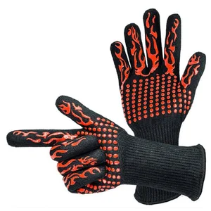 Image of 300-500 centigrade extreme heat resistant BBQ gloves