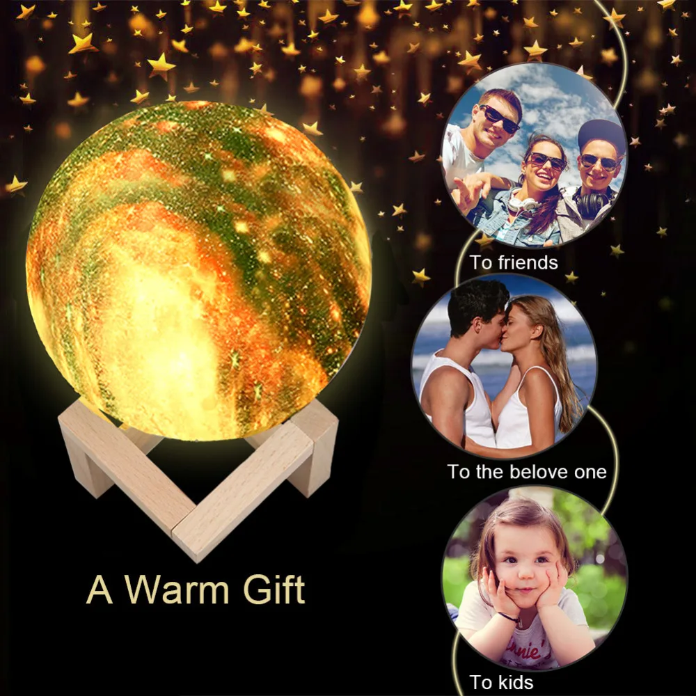 16 Colors 3D Moon Light Children's Night Light USB Rechargeable Touch Switch Christmas Decoration Bedside Lamp LED space Lamp