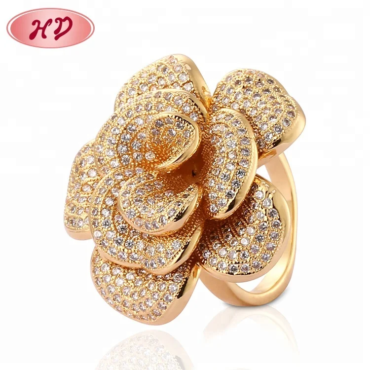 Дизайн моды форма цветка золото с бриллиантами обручальное кольцо