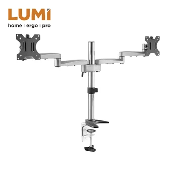 Flexible Plastic Adjustable Dual Computer Monitor Arm Desk Mount